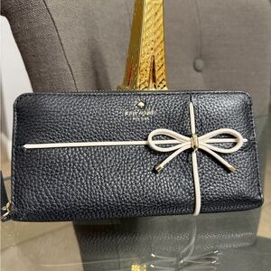 Kate Spade Black Leather Wallet with Bow Accent